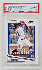 2018 Chronicles Score RONALD ACUNA JR RC Rookie Baseball Card PSA 10 GEM MINT. rookie card picture