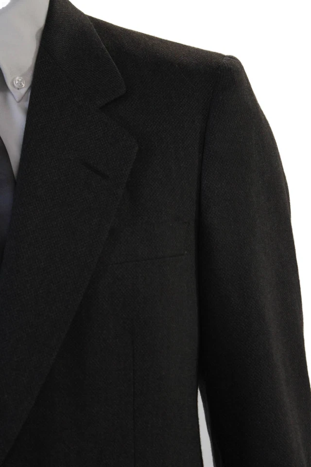 Traje Pierre Cardin Paris Para Hombres 2 Piezas Negro Mezcla Lana Botón Talla 39 Foto 3 de 4