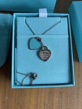 Return To Tiffany Blue Double Heart Tag Pendant In Silver With A Diamond