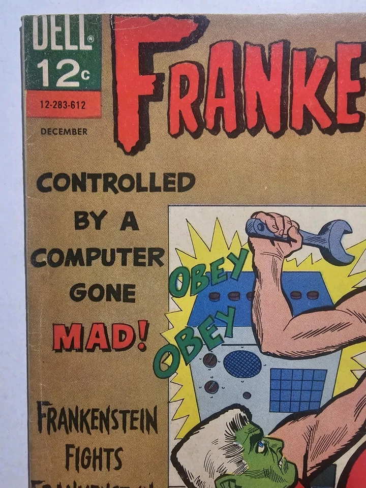 Cómic Frankenstein #3 (Dell) 1966 -- ¡Controlado por una computadora enloquecida! Foto 2 de 4