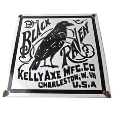Vintage Black Raven Sign - Kelly Axe Service Station Knife Store Gas Pump Sign