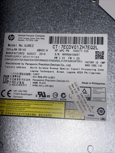 HP ENVY Model: 17-i140us Genuine DVD/CD Burner Drive  TESTED