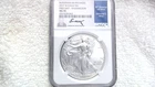 2017 W Burnished Silver Eagle NGC MS70 Moy Signed (POP=75) NGC VALUE= $185.00
