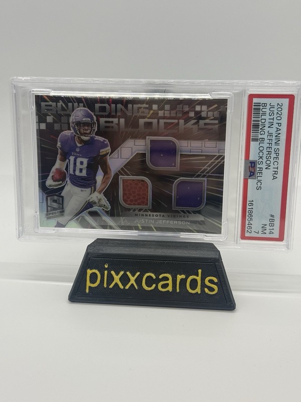 2020 Panini Spectra Justin Jefferson Building Blocks Relics /75 PSA Grade 7