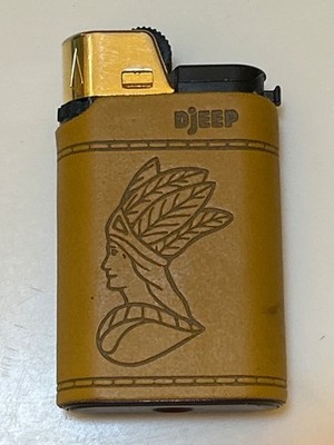 Rare Vintage DJEEP Lighter France Native American leather wrap