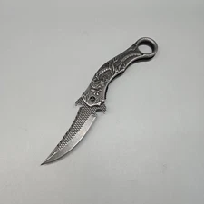 9” Silver CSGO Dragon Karambit Spring Assisted Open Blade Folding Pocket Knife