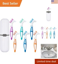 Double-Sided Denture Brush Set with Vibrant Carrying Case - Perfect for Travel