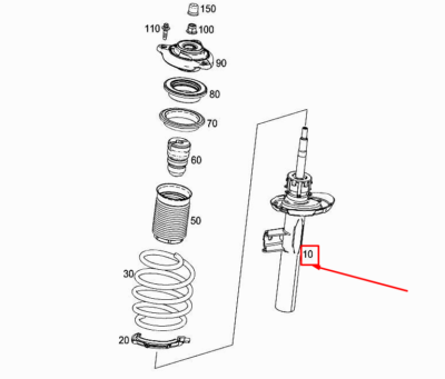 MERCEDES-BENZ A CLASS FRONT LEFT SUSPENSION STRUT A1773231300 