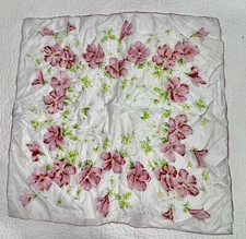 Vintage Pebble Crepe Scarf Rayon WPL209 Japan Hand Rolled Rose Floral 27" Square
