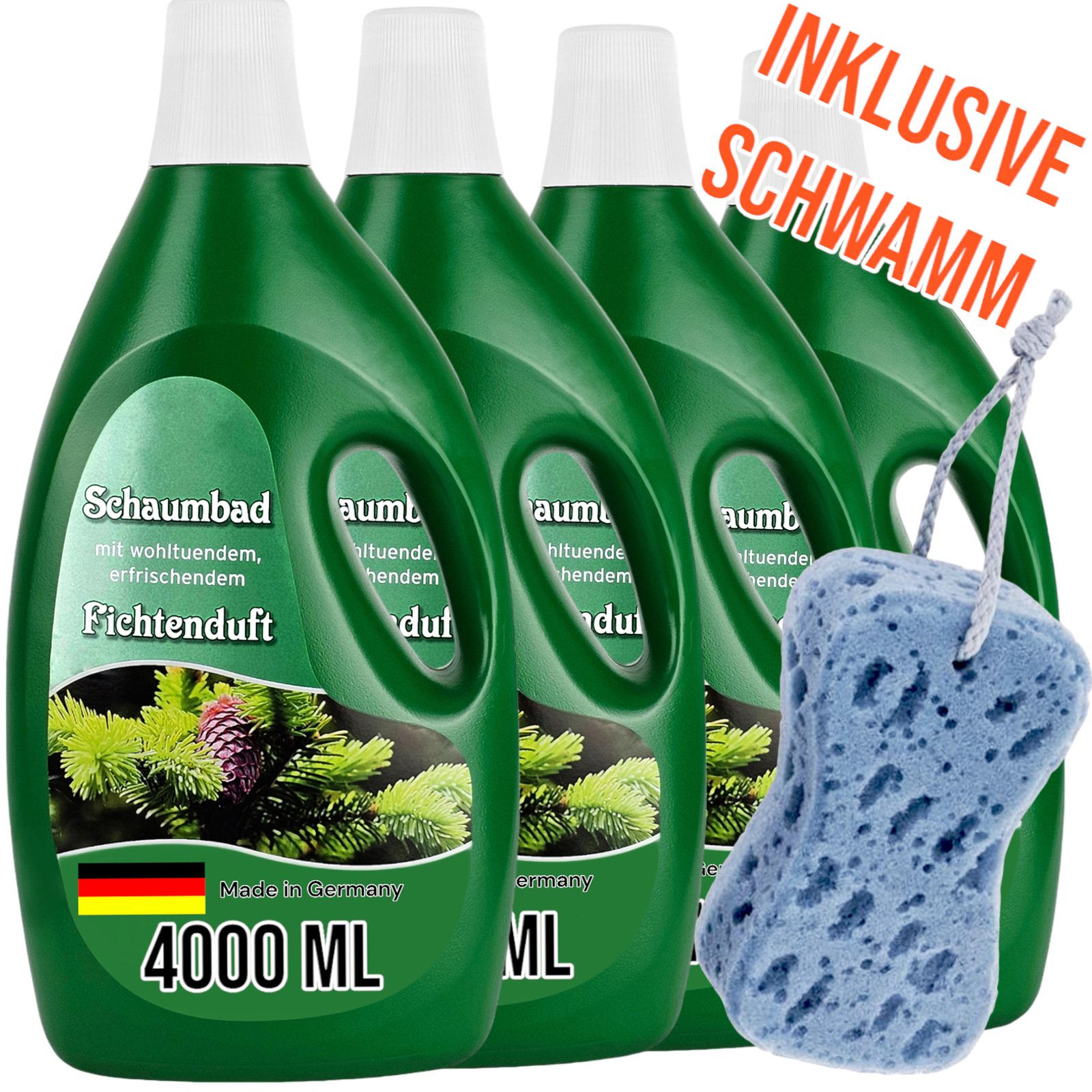 Schaumbad Badewanne inkl Schwamm Pflegebad Badezusatz Fichte Fichtenduft 4 Liter