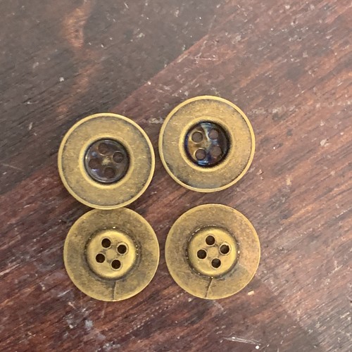 4pc Brass Round Metal 4 Hole Buttons Jacket Coat Military 18mm - Picture 2 of 4