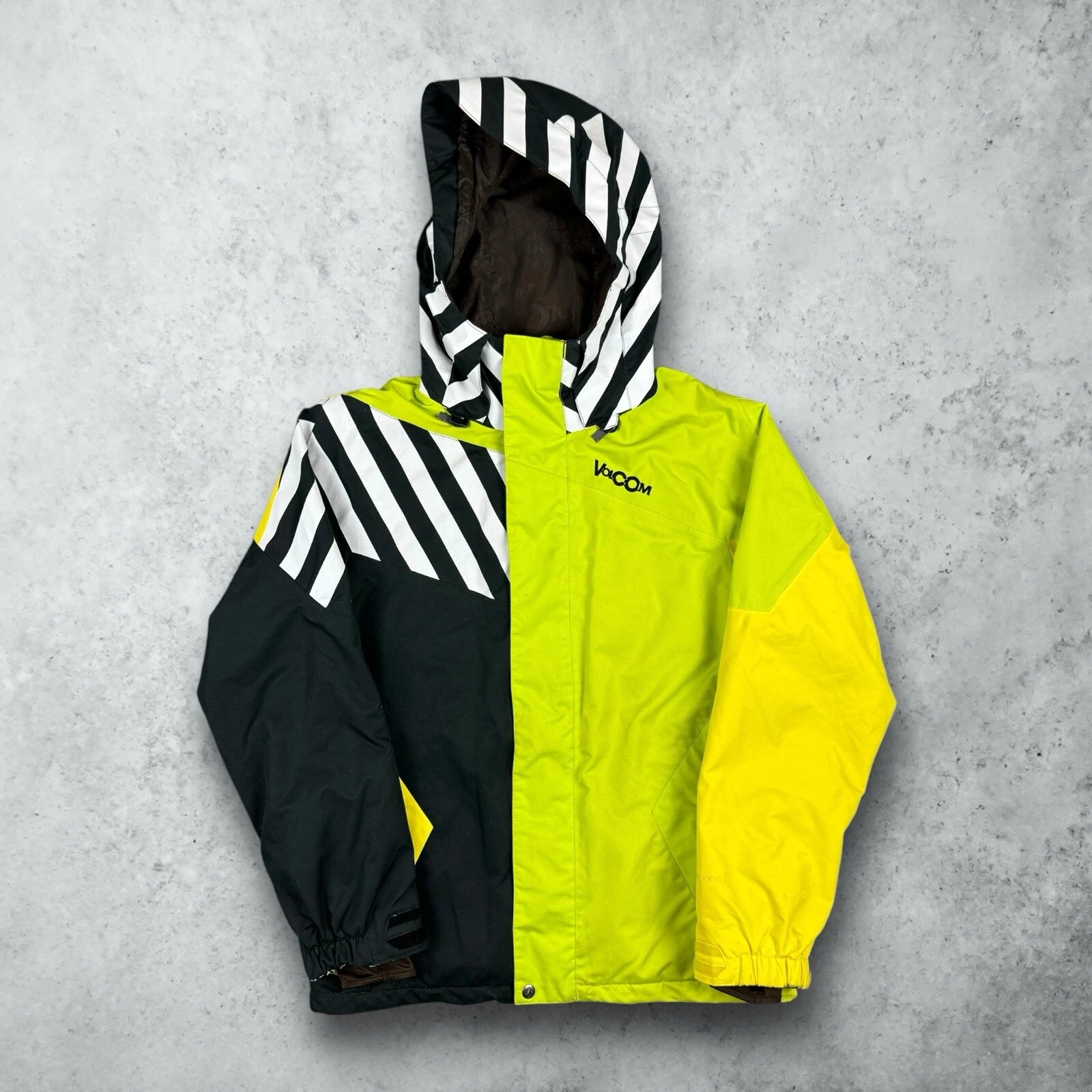 Volcom Nimbus Full Zip Yellow Green Abstract Snow Jacket Men’s Size XS