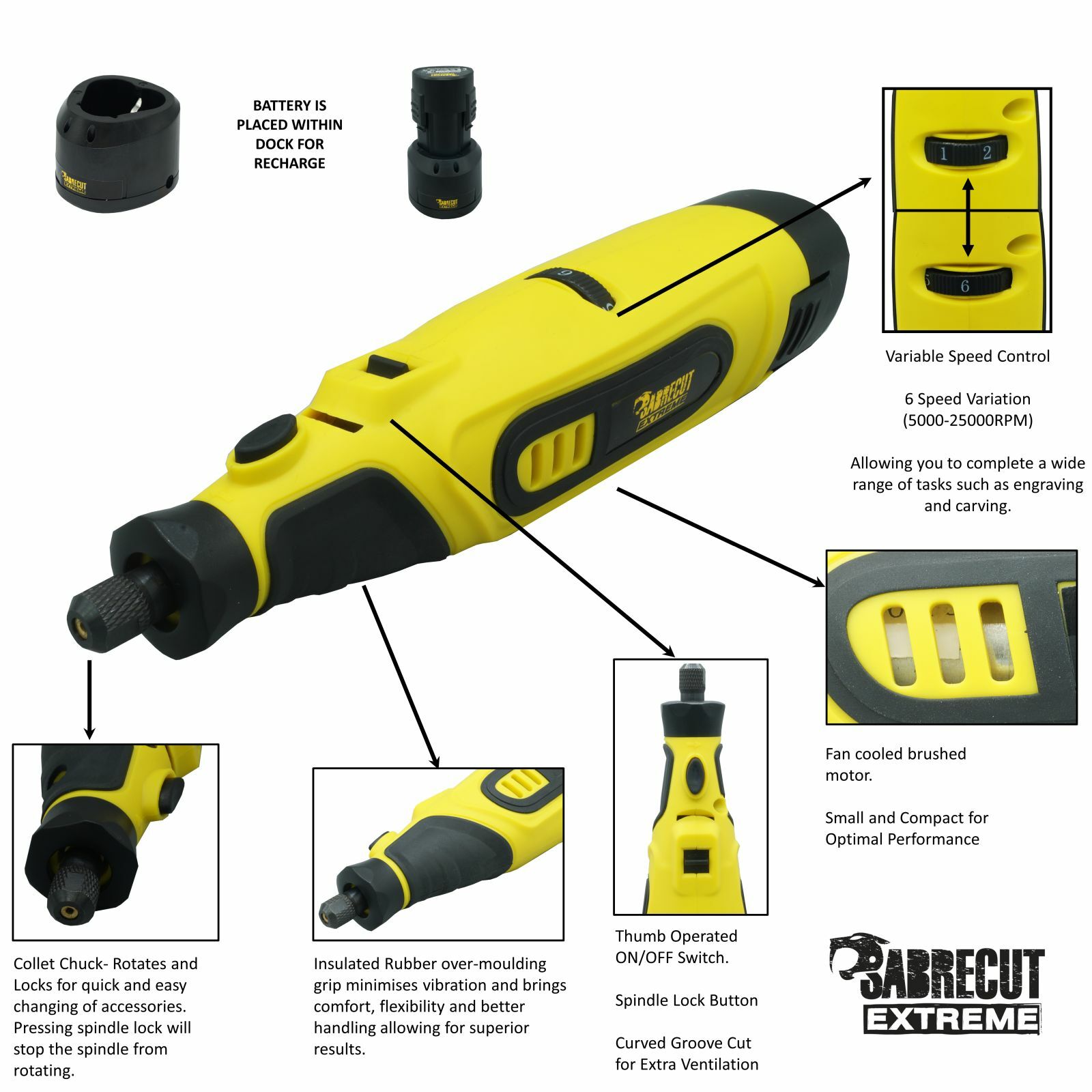 Sealey SV10.8 Series Cordless Multipurpose Mini Grinder Kit 10.8V 2Ah