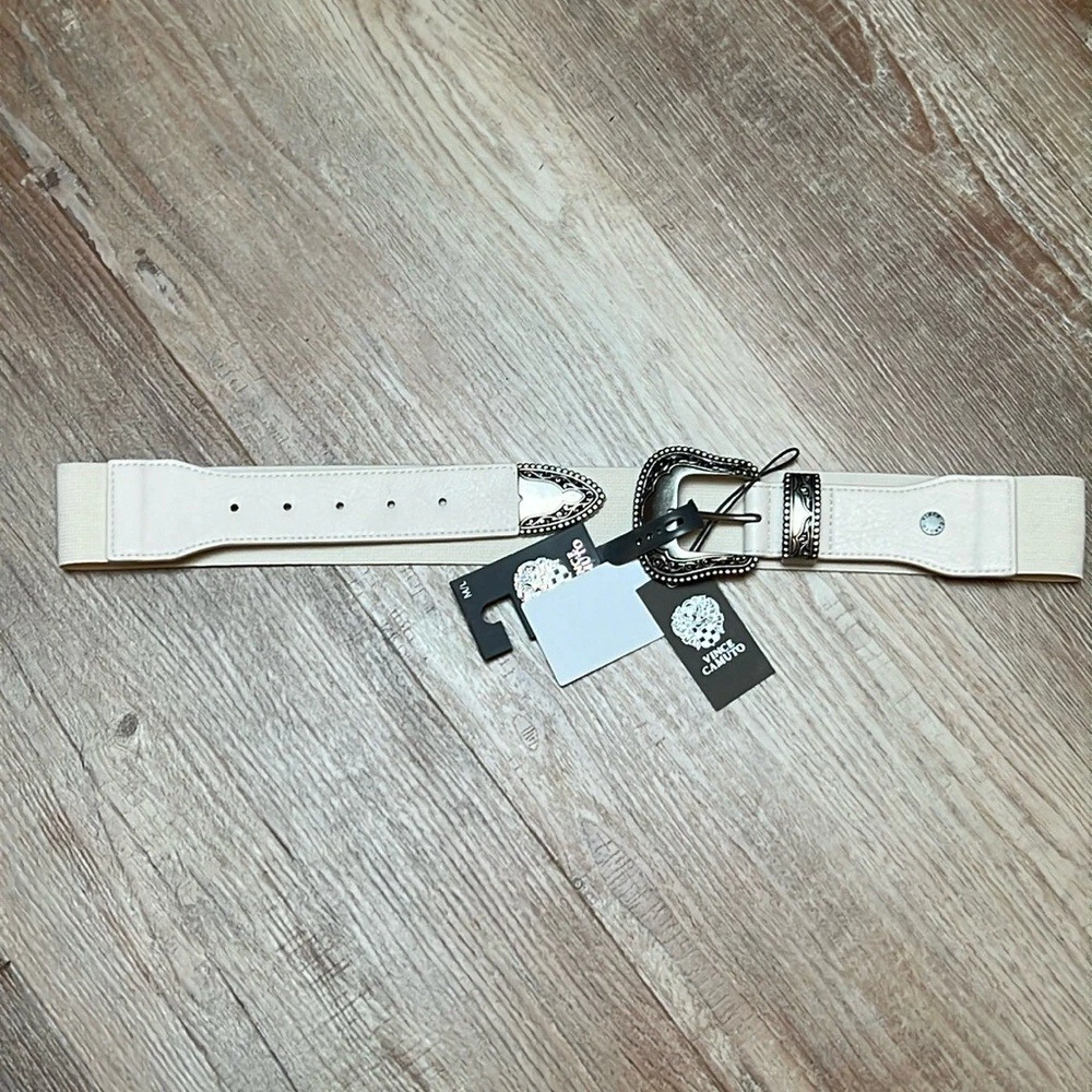? Vince Camuto White Cutout Studded Belt Size M Vince Camuto White Belts for Women for sale | eBay main image 4