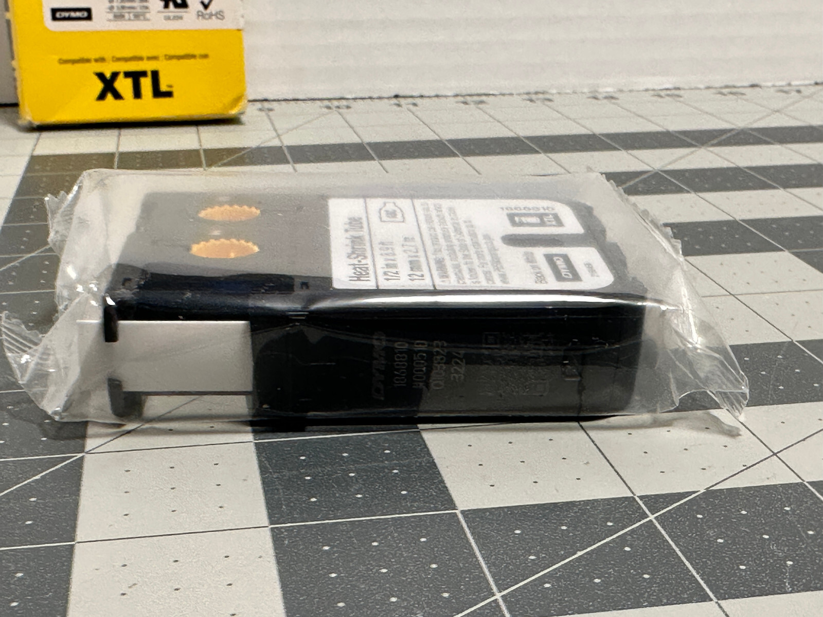 DYMO XTL HeatShrink Tube Labels 1/2" x 9.5 ft White/Black Print