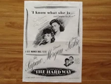 Dennis Morgan SIGNED 1942 Movie Ad with Ida Lupino & Joan Leslie  The Hard Way
