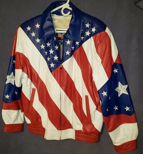 red white leather jacket