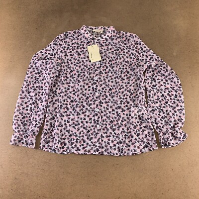 The Korner Women's Size X-Small Pink Gray Printed Lightweight Sheer Blouse NWT