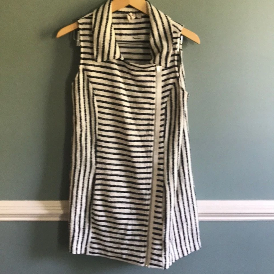 Полосатый мотоциклетный жилет Anthropologie Dolan Ellis. Твидовый размер S. Длинная леска. - Изображение 3 из 4