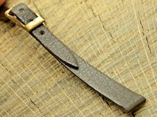 Accutron Vintage NOS Unused Brown Leather w Gold Tone Buckle Watch Band 9mm