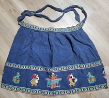 Handwoven Guatemalan Apron - Blue With Colorful Figures Embroidered Cotton
