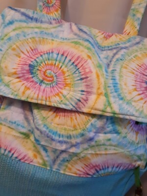 New Double Handle Backpack Carry All Blue Pink Rainbow Tie  display picture 3
