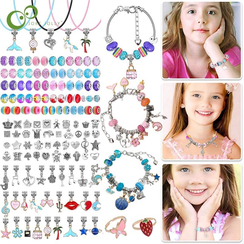 Girls Bracelet Making Kit Beads Jewellery Charms Pendant Set DIY Craft Kids Gift - Image 2 of 4