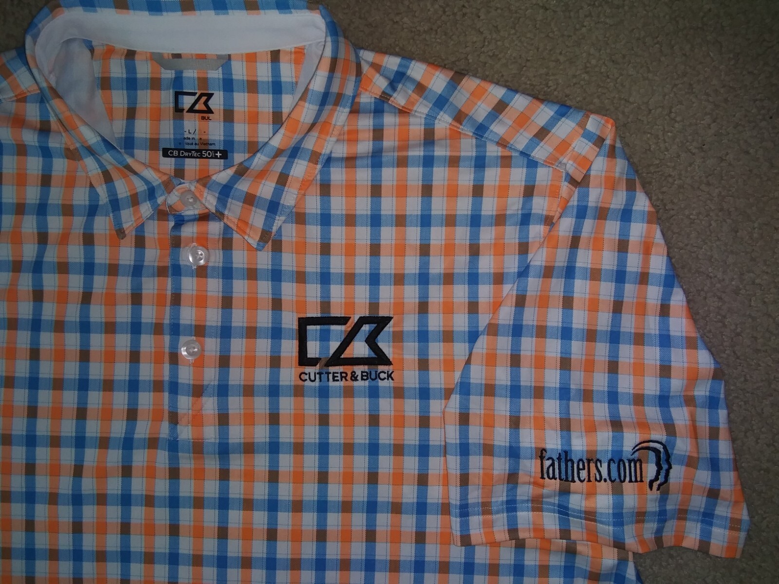 Cutter & Buck CB DryTec UPF 50+ Sun Protection - Men's Plaid Stylish Polo Shirt