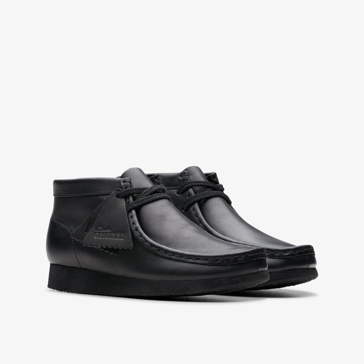 Clarks Kids Wallabee Boot O Black Leather 26168041 | eBay
