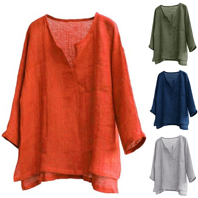 Mujer Jersey Tops Camisas Blusa Camisetas Manga Larga Cuello En V Info