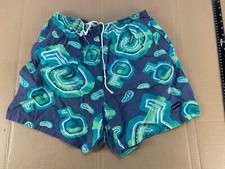 Vintage 80s 90s Men  s Swim Trunks Surf Board Shorts Neon All Over Print M Member