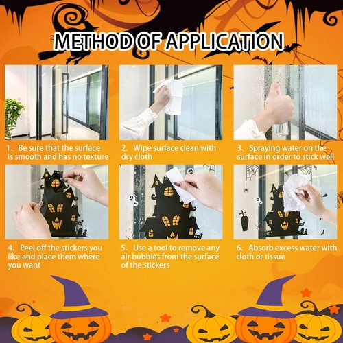 Ghost Bat Witch Window Sticker Halloween Glass Sticker Haunted Electrostatic PVC - Picture 9 of 12