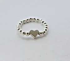 Silver beaded HEART Golden & Silver Charm Stretch Cute Boho toe/finger Ring gift