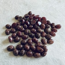 BA317 Vintage glass cabochons 8x6mm brown w/gold flecks oval unfoiled 60 