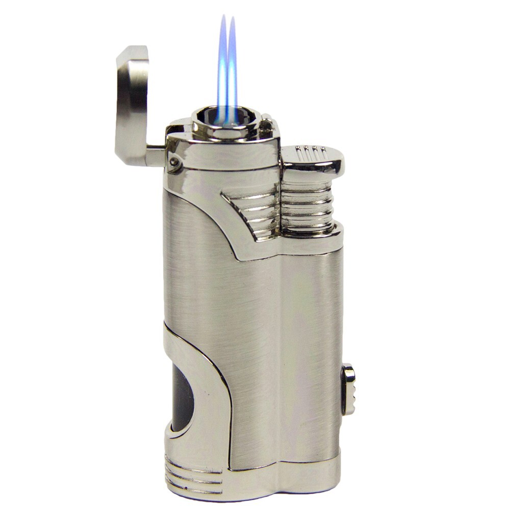 Butane Refillable Double Torch Flame Cigar cut gift for man 