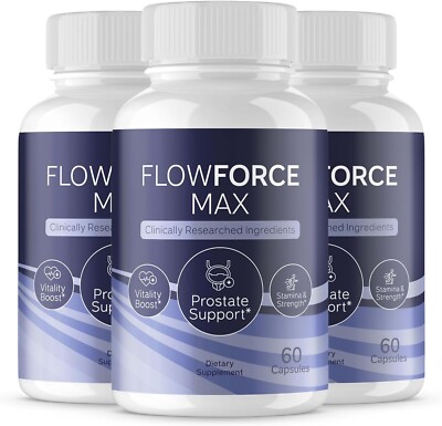 (3 Pack)  Flow Force Max - Vegan, Male Vitality Supplement Pills - 180 Capsules