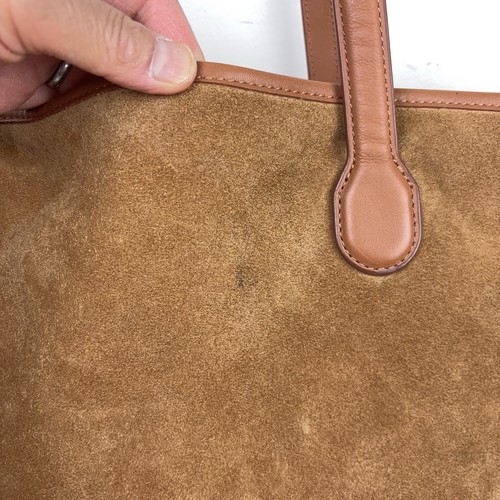 J.Crew Berkeley Large Carry-All Tote Shoulder Bag Leather Suede Cognac Brown VG+ - Picture 11 of 19