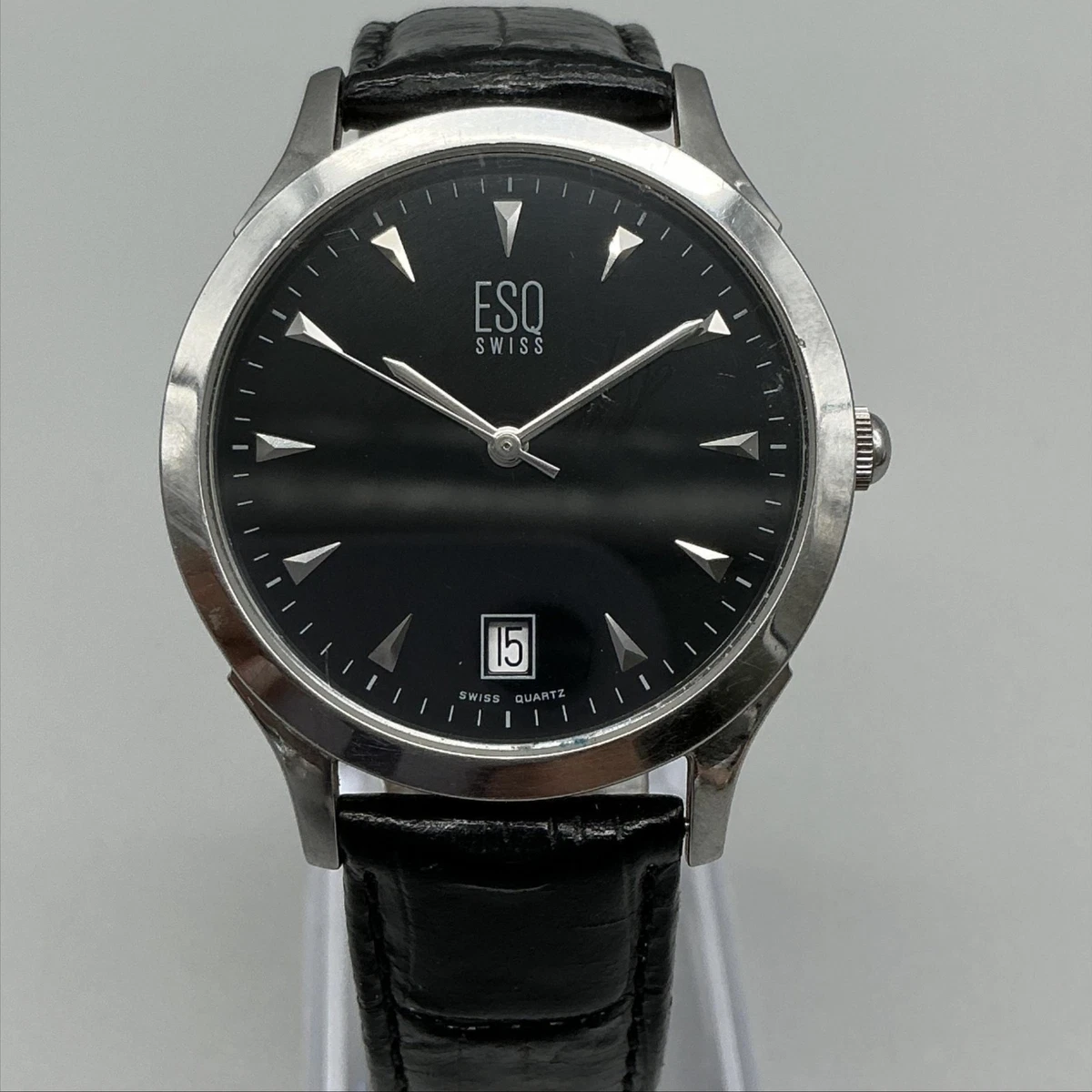 ESQ Submersible 100M Mens Watch 37mm Coke Bezel Silver Tone New Battery ESQ Movado Men Wristwatches for sale - eBay main image 2