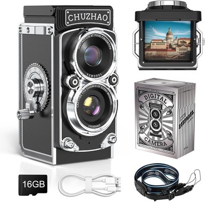 Retro Mini Digital Kamera mit 12MP 1080P Video, TLR Design, USB