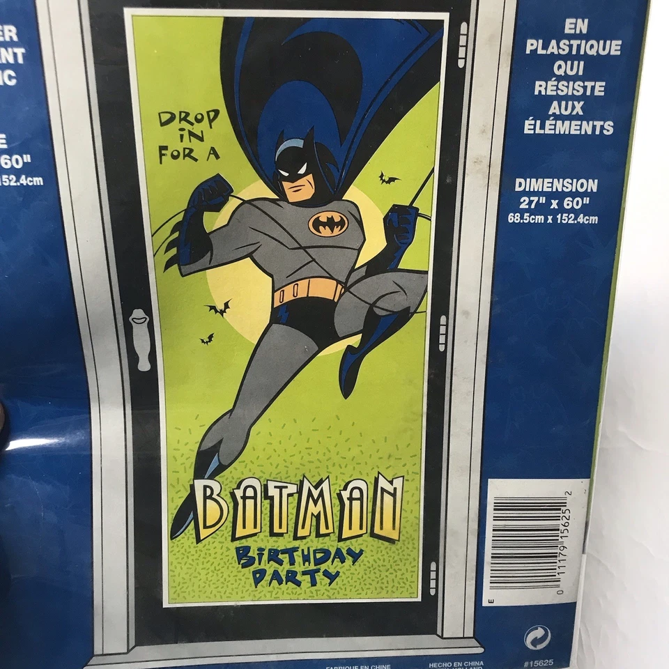 复古蝙蝠侠生日派对门牌盖 90 年代卡通新奇独特塑料 — 第 2/4 张图片
