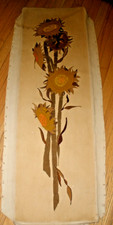 HUGE Finished Needlepoint Sunflower Picture Handmade Needs Cleaned 15"x49"