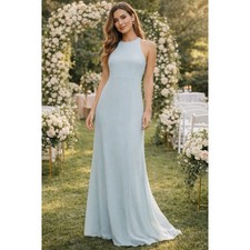 Show Me Your Mumu Chicago High Neck Gown Silver Sage Maxi Dress L