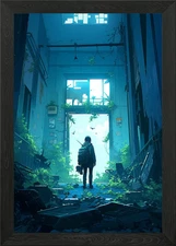 Post-Apocalyptic Corridor Framed Wall Art Poster Canvas Print Picture