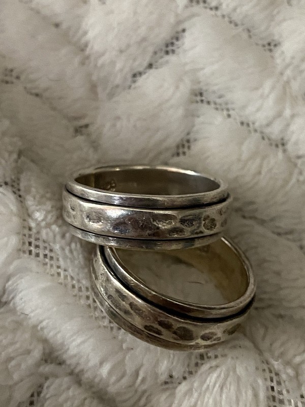 Set  of Sterling Silver Textured Rings