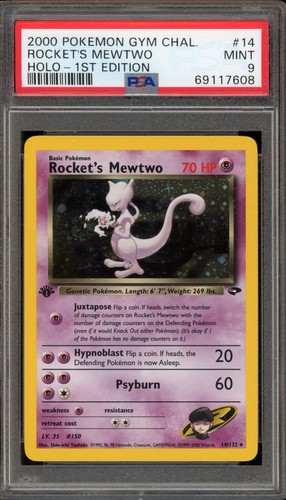 Pokemon Rocket's Mewtwo Gym Challenge 1st Edition Holo Rare #14 PSA 9 Mint