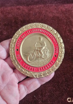 VINTAGE CAR / MOTORCYCLE BADGE # DMV OFF ROAD RALLY LAUBUS ESCHBACH 1959