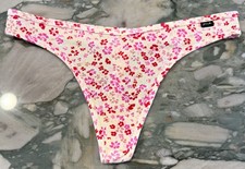 NEW Victoria Secret PINK Ribbed Cotton Thong Panty - Ivory Ditsy Floral - XL