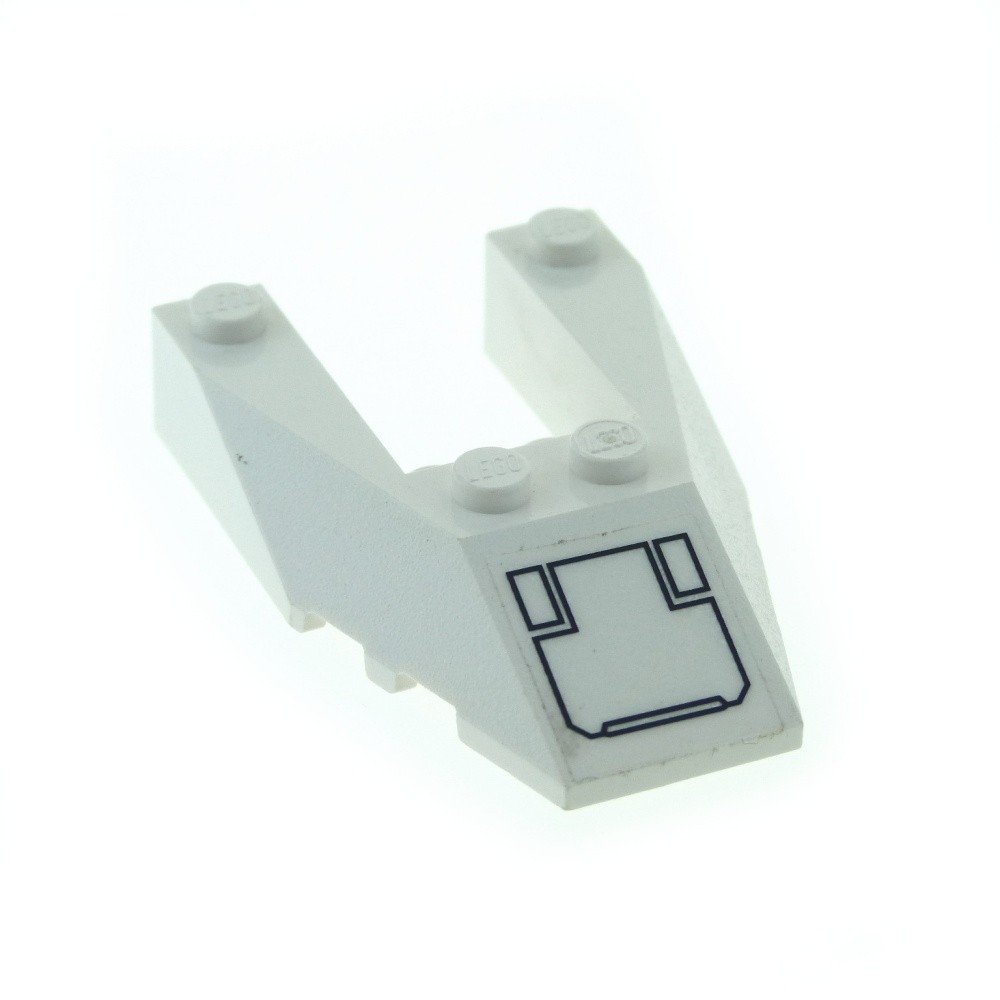 1x Lego Wedge Brick 6x4x1 White Cutout Slope Brick Sticker 7700 6153bpb01