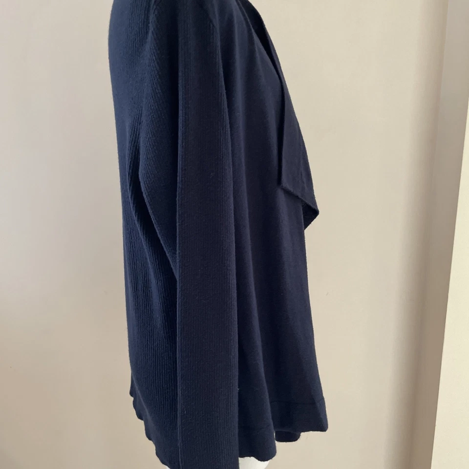 VERVE AMI Open Front Cardigan Sweater Women’s L Navy Blue Waterfall Minimalist - Image 4 of 4