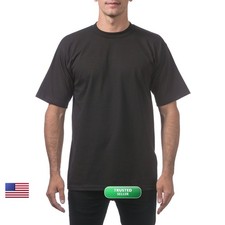 Pro Club Men's Heavyweight Cotton Short Sleeve Crew Neck T-Shirt, Black, Large